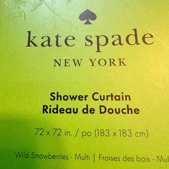 Kate Spade Strawberry Shower Curtain 72 x 72 Pink Wild Strawberries NWT - Picture 2 of 6